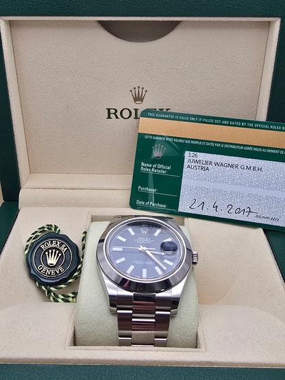 Rolex Datejust 41 Blue full set 2017 8450euro