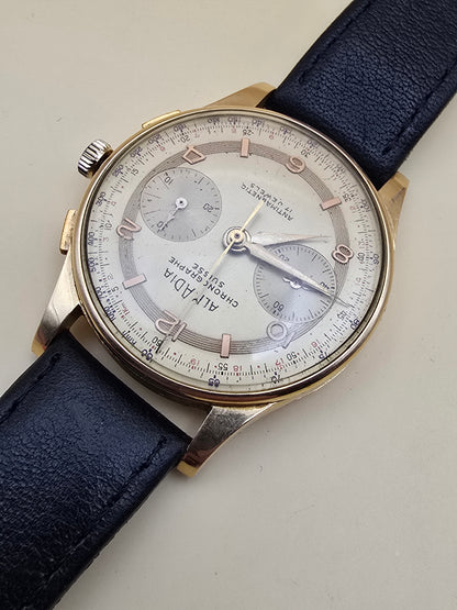 Cronographe Suisse 18K Almadia vintage 1940-1950