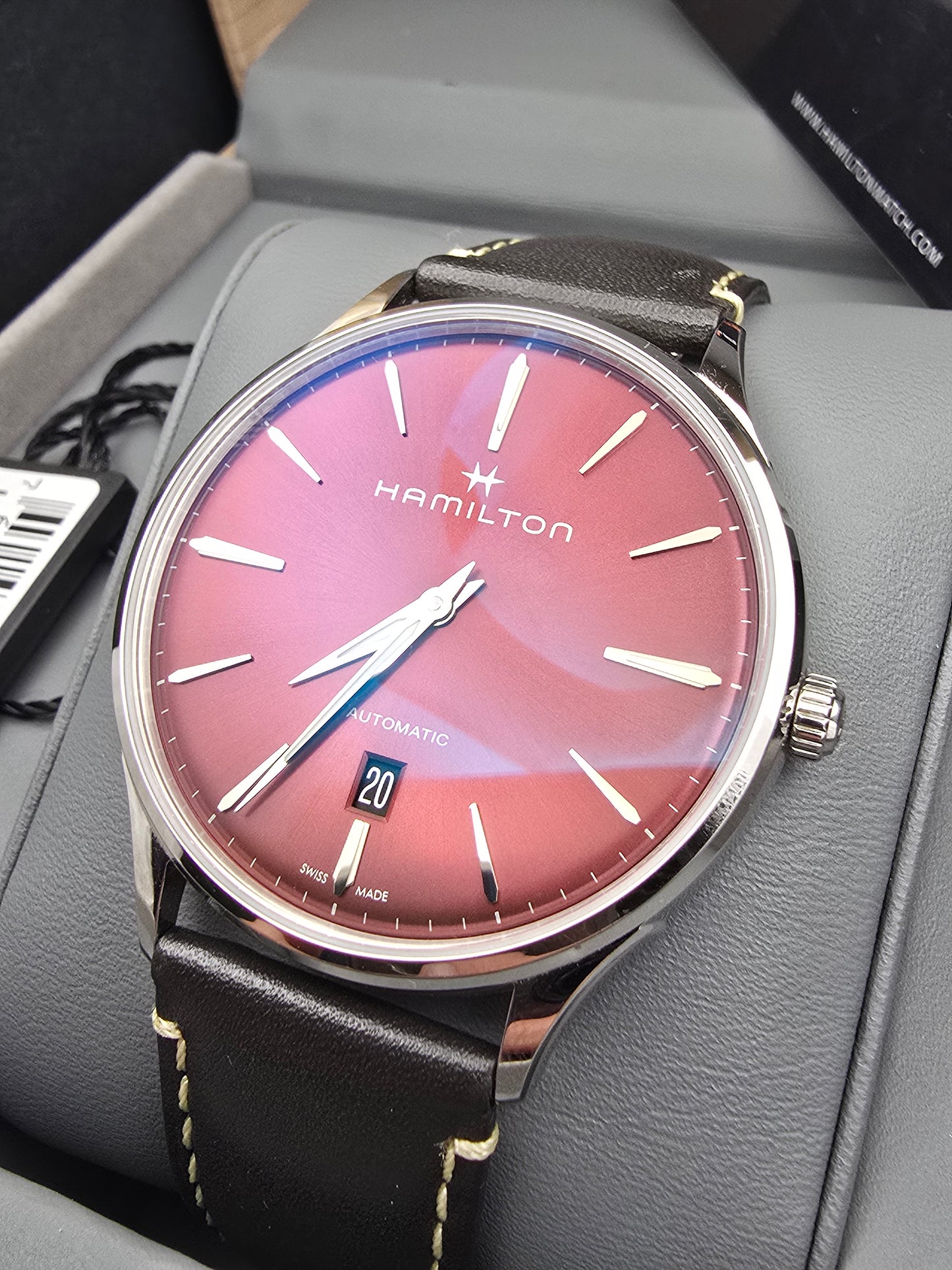 Hamilton Jazzmaster Thinline Burgundy 40mm full set ETA2892